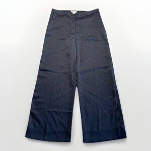 H & M Womens Pants Black Size 10 Dress Pant Wide Leg Satin Style Soft Comfy